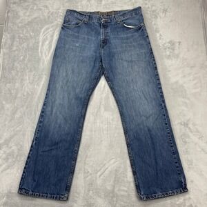 AXIST Bootcut Jeans Mens 36x32 Blue Denim Faded Med Wash 5 Pocket Double Stitch